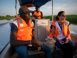 MSF teams must travel by boat in the flooded areas in Jonglei State