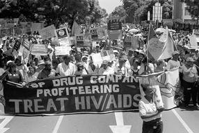Protesters demonstrate outside Supreme Court in Pretoria, South Africa Monday March 5, 2001