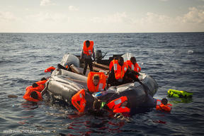 Rescue of a second rubber boat taking water