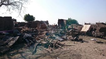 Aerial bombing of a displaced camp in Rann