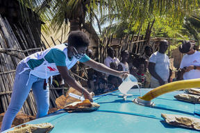 Water trucking and purification in IDP camp