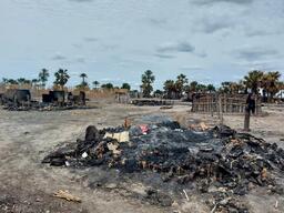 Destroyed village in Adok, Leer