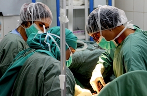 Dr Rasha Khoury conducts a Caesarean section in Khost maternity hospital. Medecins Sans Frontieres is focusing on managing complicated deliveries