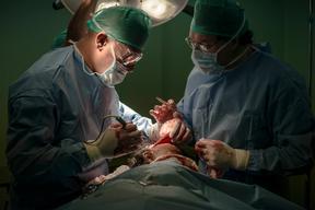 Gaza, patients and staff in the postoperative clinic