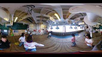 Geo Barents 360° Rescue prep on board: preparing the sleeping deck for survivors.