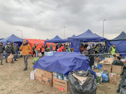 Ukrainian refugees at the Polish border