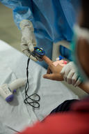 Dr Illiaya checking the O2 level of  patient