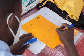 Ministry of Health measles vaccination campaign in Um Sangour camp, White Nile state, Sudan.