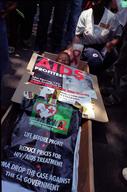 Protesters demonstrate outside Supreme Court in Pretoria, South Africa Monday March 5, 2001