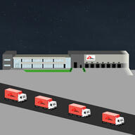 MSF warehouse and trucks GIF