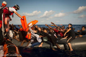 Rescue of a second rubber boat taking water.