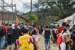 Migrants at the Honduras-Nicaragua border