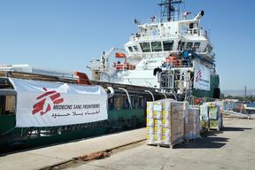 Preparations and launch of MY Bourbon Argos MSF Search and Rescue Boat