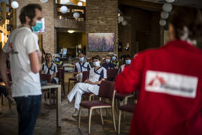 COVID-19 MSF Mobile Team in retirement home "Résidence Magnolia" in Jette, Brussels.
