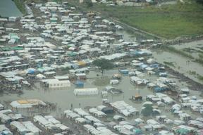 Bentiu South Sudan - Floods inside the UN Internally Displaced People's camp