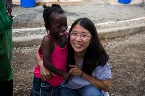 Joanne Liu, Brice and Bertrand visiting ELWA3, Liberia, Nov 2014