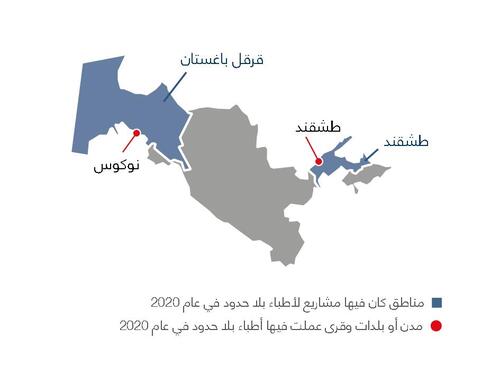 خريطة أنشطة أطباء بلا حدود في أوزبكستان في عام 2020