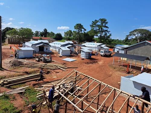 An Ebola treatment centre being constructed by MSF teams in Mubende, Uganda