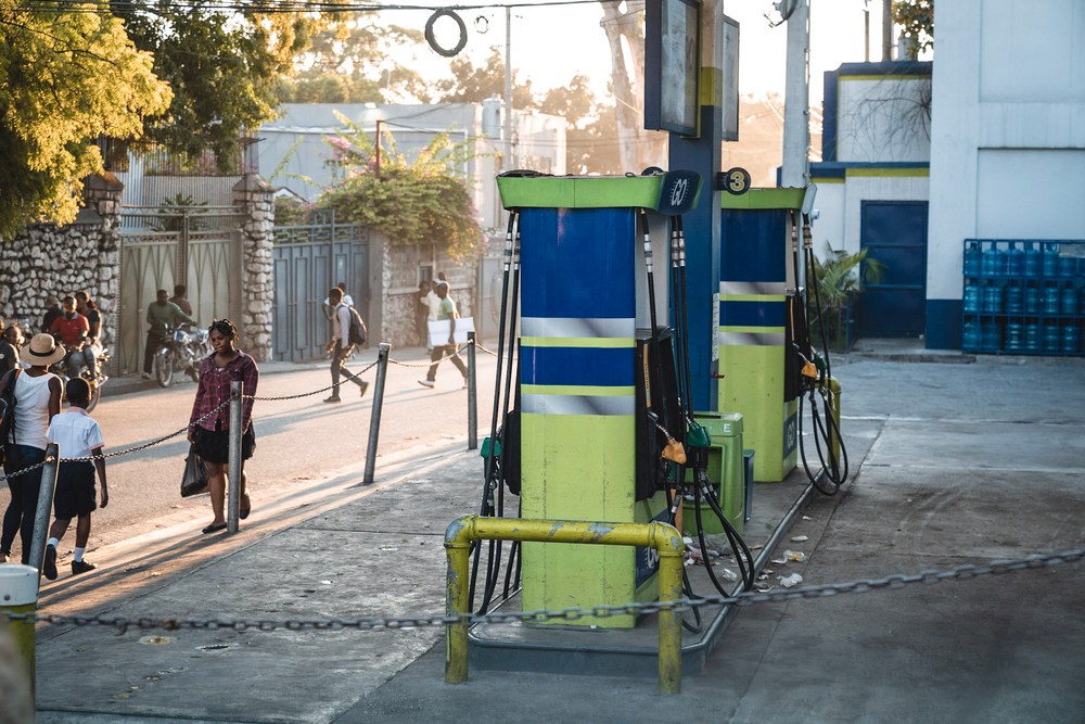 A gas station in Port-au-Prince is closed because of a lack of fuel.