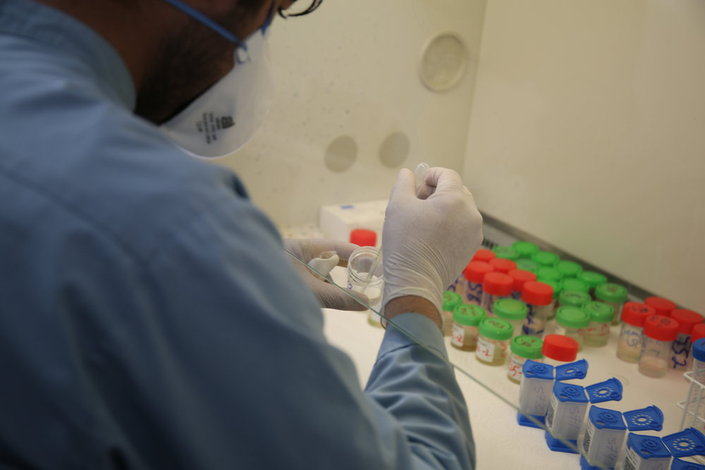 Un technicien teste des échantillons au laboratoire de l’hôpital de MSF pour le traitement de la tuberculose pharmacorésistante, en Afghanistan.