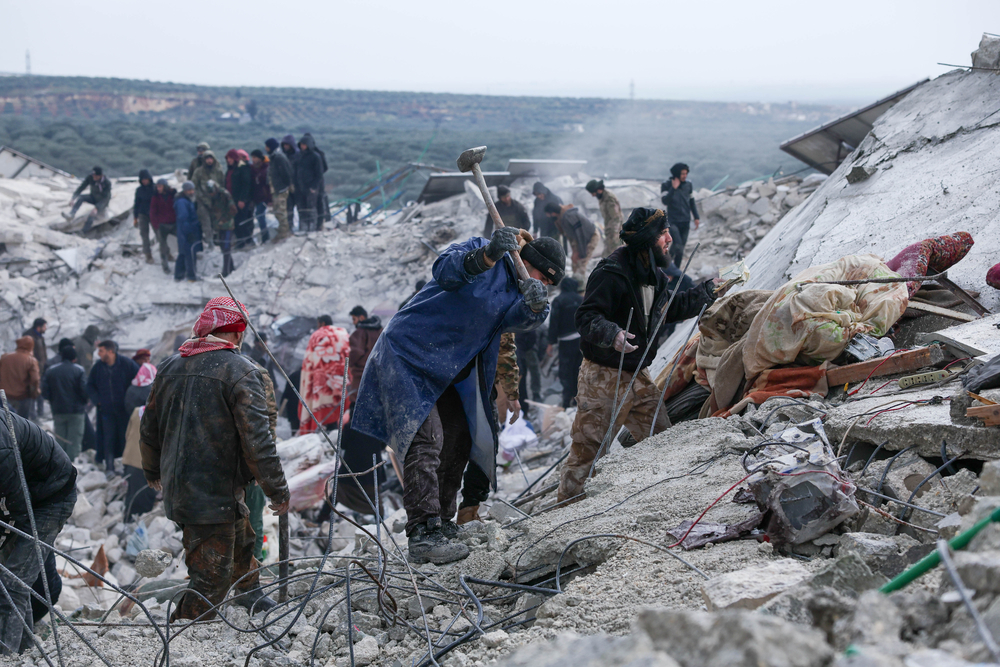 L’impact des tremblements de terre qui ont frappé la Syrie et la Türkiye, le 6 février. Syrie, 2023. © Omar Haj Kadour