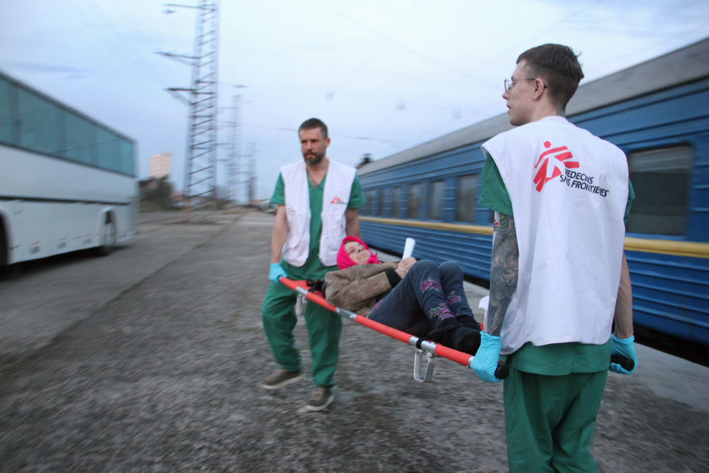 MSF’s third medical train referral in Ukraine: arrival in Lviv. 